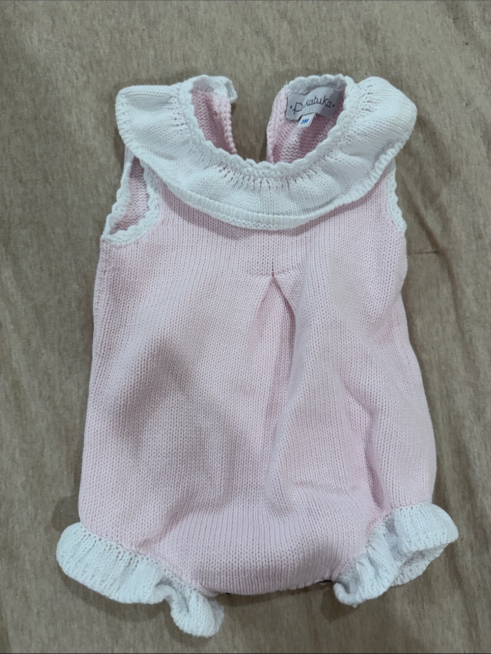 Pukatuka Pink & White Knit Baby One-Piece Romper